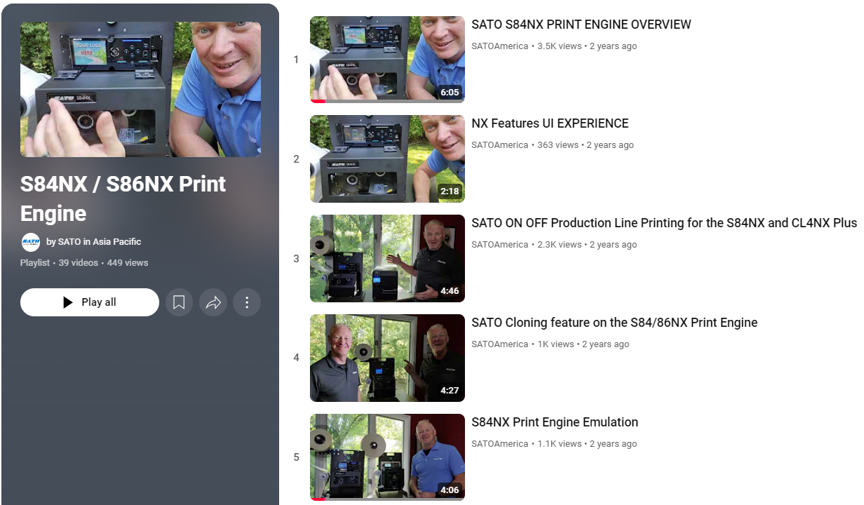 S84NX and S86NX Maintenance Videos YouTube Playlist
